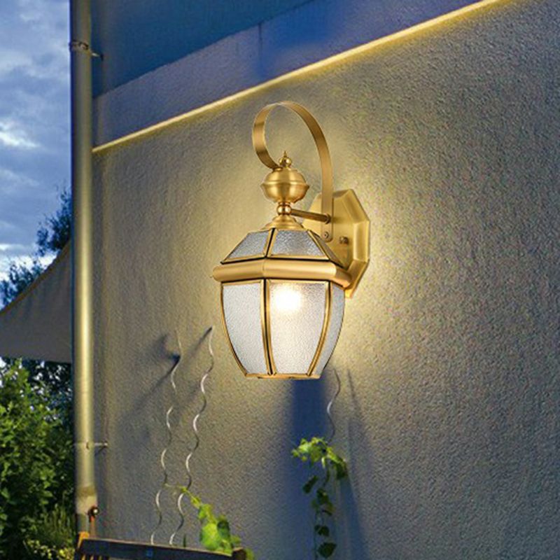 Ray Vintage Lantern Metal Outdoor Wall Lamp, Gold - Neutral Decor