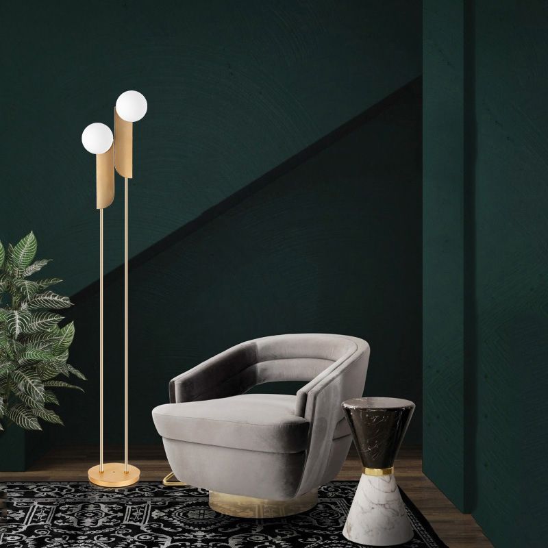 Salgado Minimalist Gold Floor Lamp, Metal, Living room - Neutral Decor