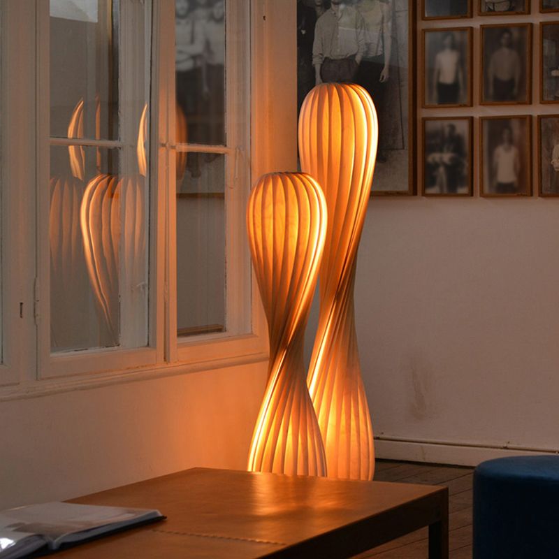Ozawa Modern Twisted Wood Floor Lamp, Wood Color - Neutral Decor
