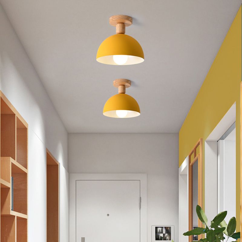 Muto Modern LED Wood Dome Ceiling Light - Neutral Decor