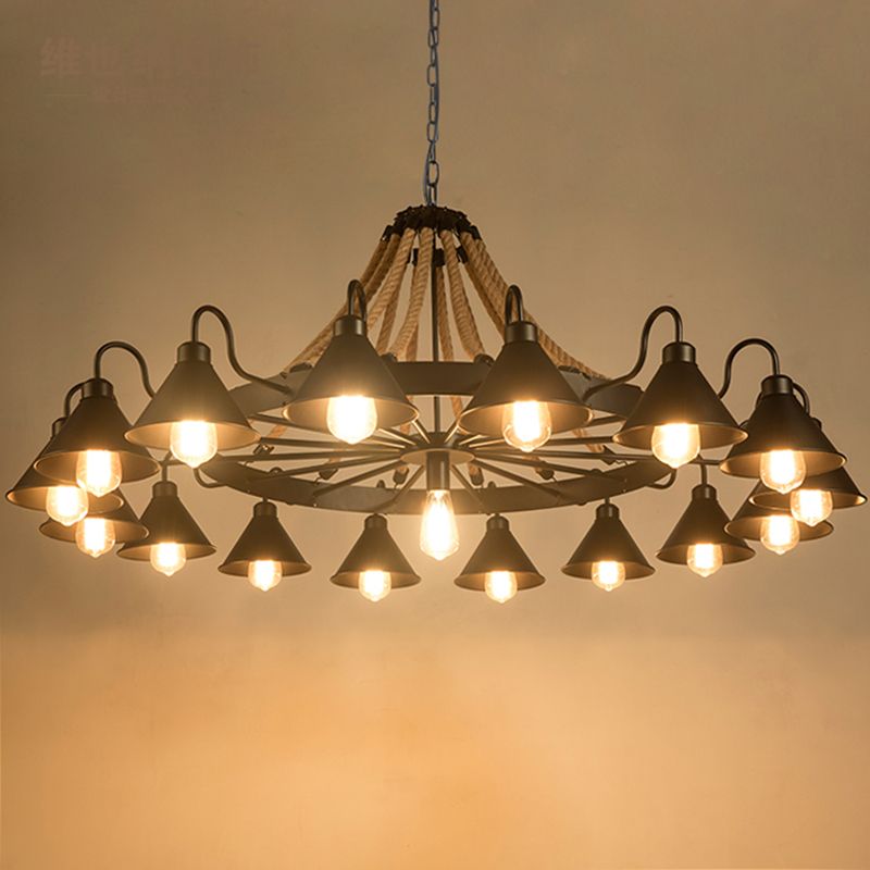Epoch Vintage Industrial Rope Chandelier Living Room - Neutral Decor
