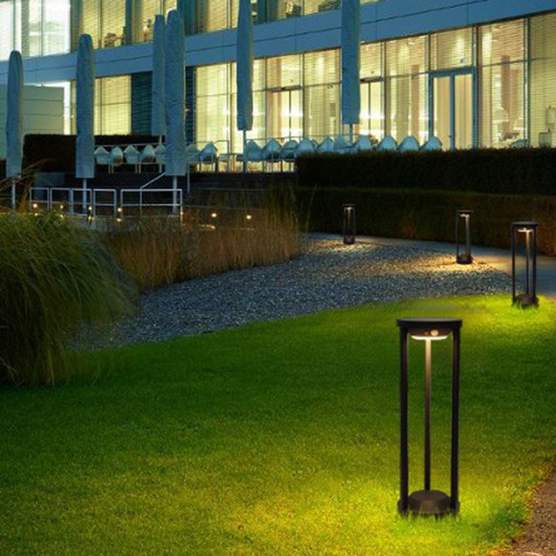 Ray Modern Metal Cylindrical Hollow Outdoor Bollard Light, Black - Neutral Decor