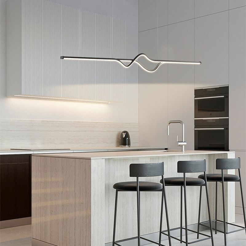 Arisha Modern Linear Metal Pendant Light, Black/White/Grey - Neutral Decor