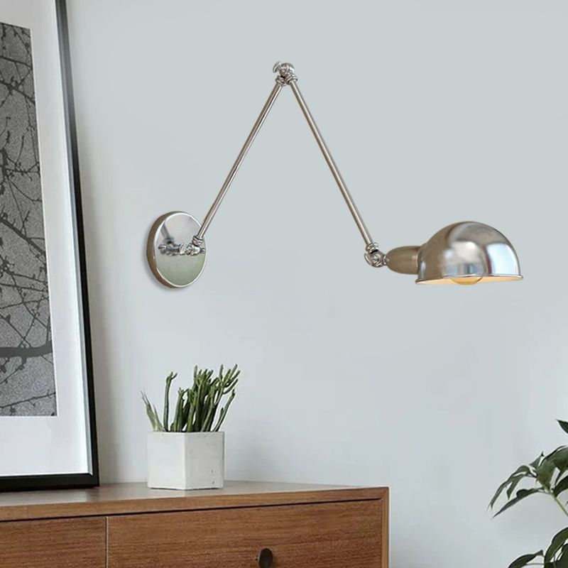 Epoch Wall Lamp Dome Minimalist, Adjustable Metal, Silver, Bedroom - Neutral Decor
