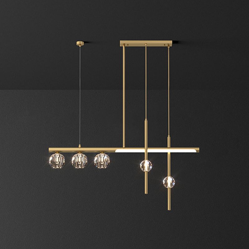 Kristy Metal & Crystal Pendant Light, Gold - Neutral Decor