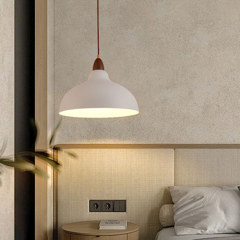 Valentina Modern Bowl-shaped Metal Pendant Light, Black/White - Neutral Decor