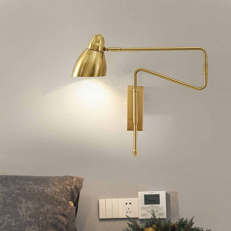 Aria Wall Lamp Modern, Metal Adjustable, Black/Gold, Study - Neutral Decor