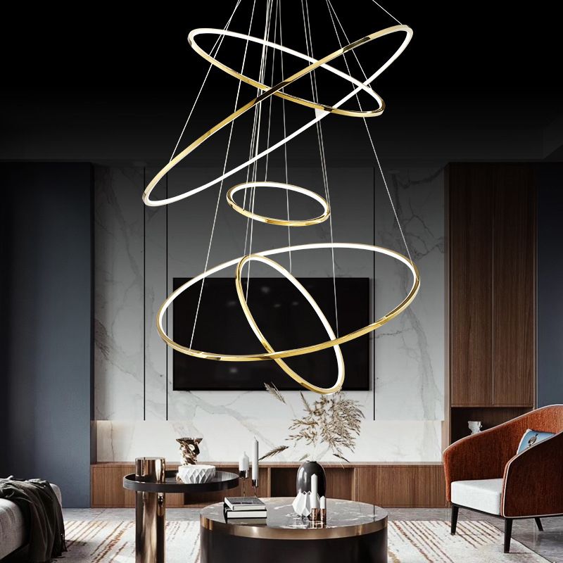 Arisha Minimalist Ring Metal Pendant Light, Gold, Living Room - Neutral Decor
