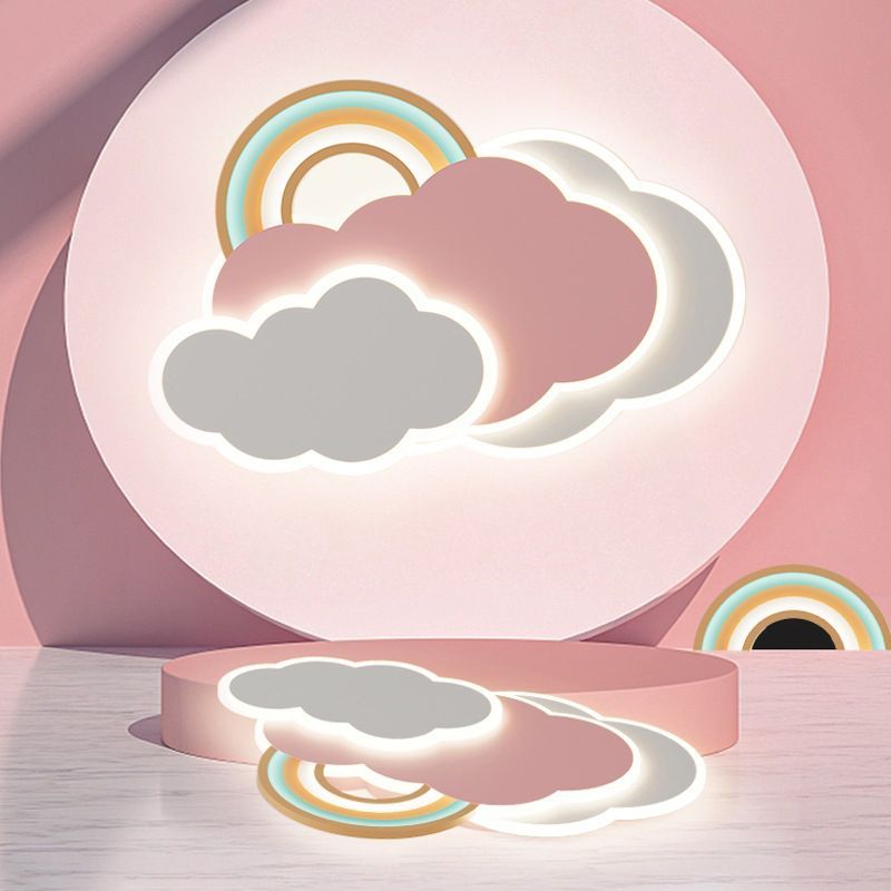 Aria Modern Cloud/Rainbow Flush Mount Ceiling Light Pink/White - Neutral Decor