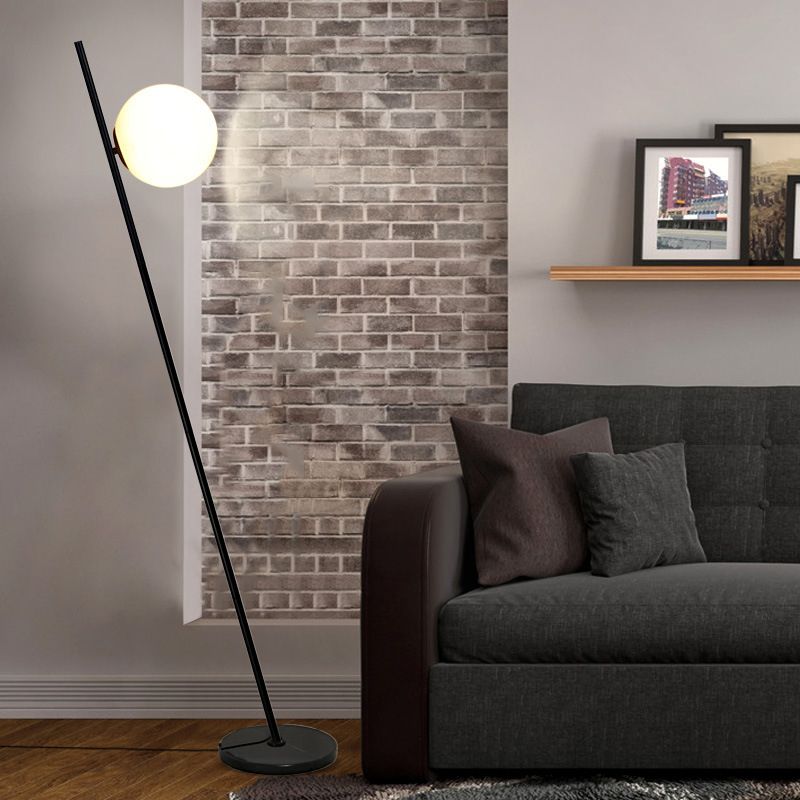 Valentina Minimalistic Black Orb Linear Floor Lamp, Living room - Neutral Decor