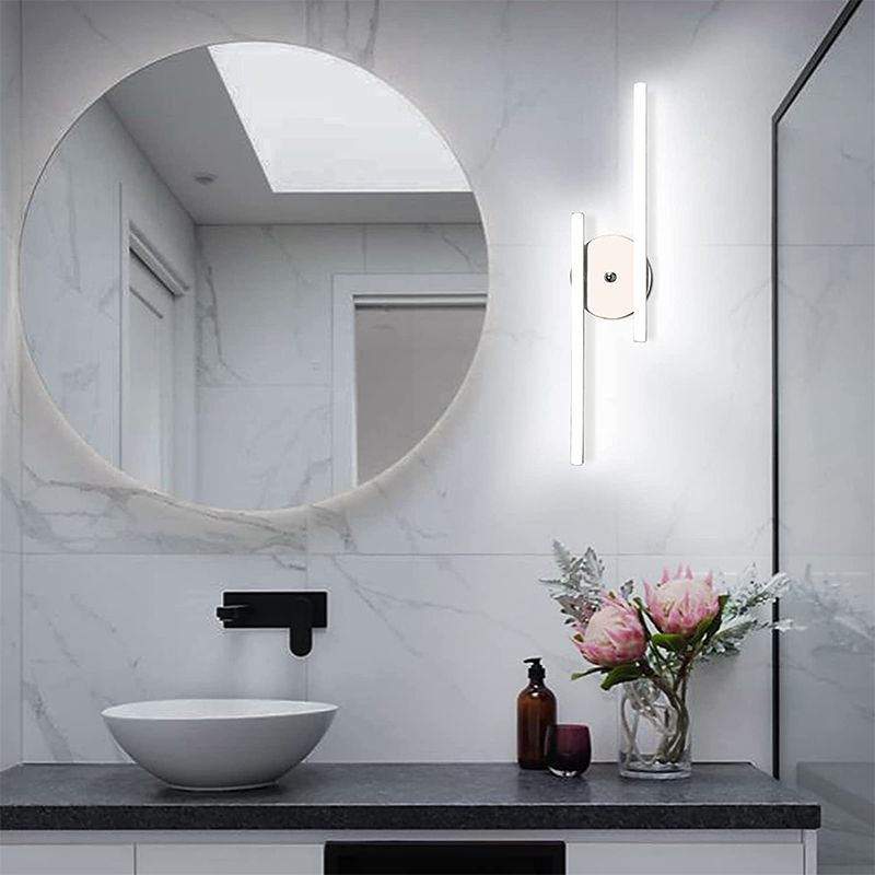 Arisha Modern Bi-Linear LED Vanity Wall Lamp, Black/Silver - Neutral Decor