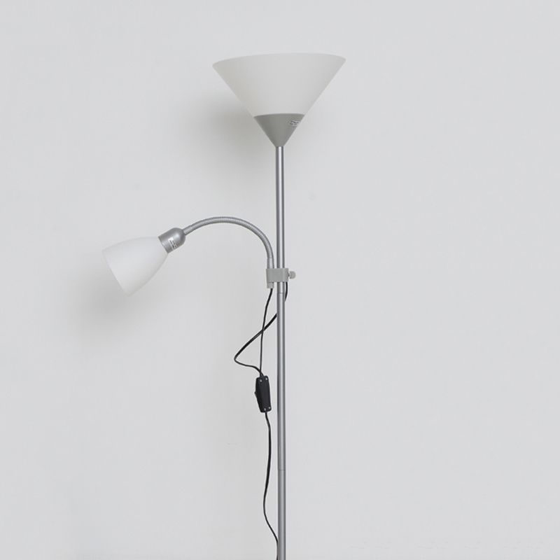 Eryn Modern Double Head Metal Acrylic Floor Lamp, Silver - Neutral Decor