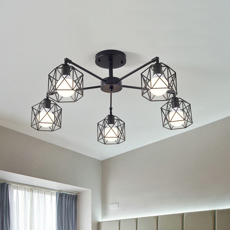 Arisha Black Semi-Flush Mount Ceiling Light - Neutral Decor