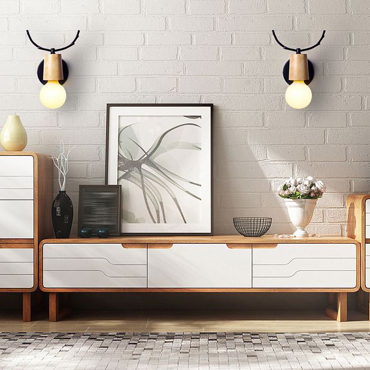 Muto Modern Antler Wood/Glass Wall Lamp, Bedroom/Bathroom - Neutral Decor