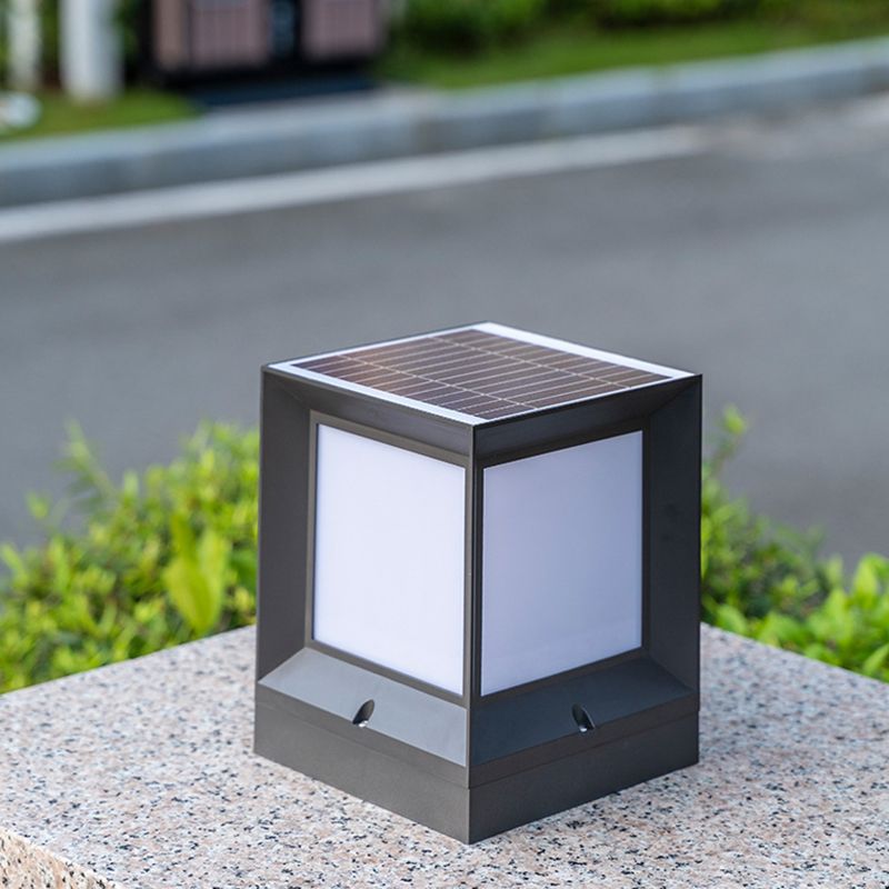 Ray Modern Simple Rectangle Metal Outdoor Floor Lamp, Black - Neutral Decor