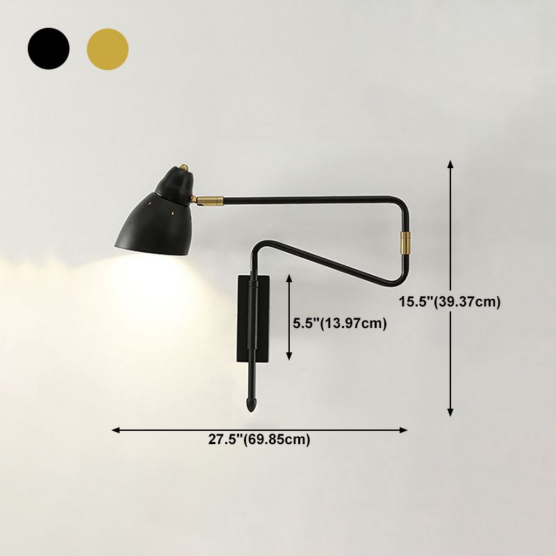 Aria Wall Lamp Modern, Metal Adjustable, Black/Gold, Study - Neutral Decor