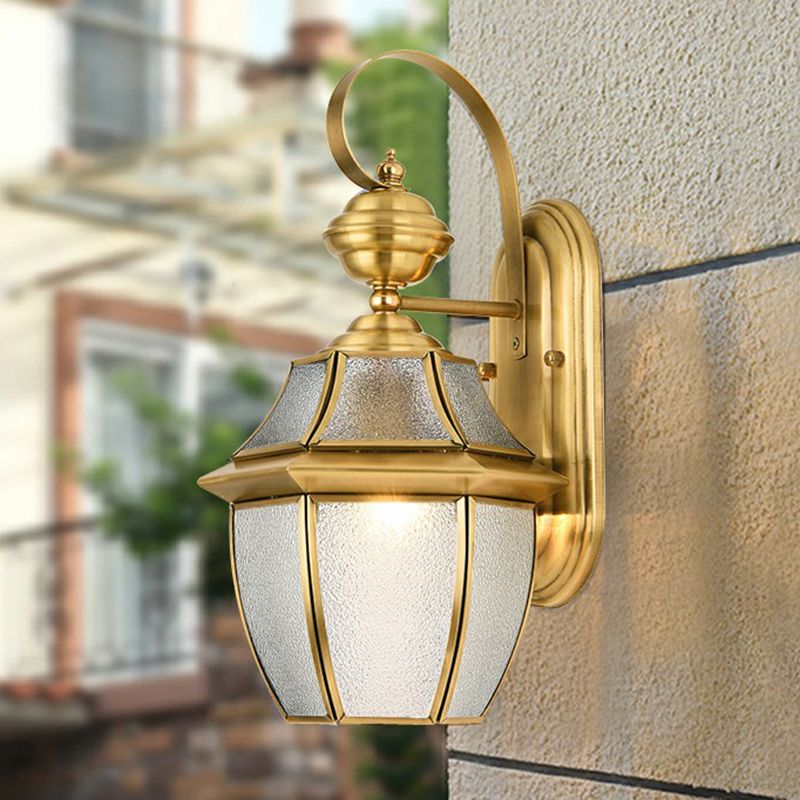 Ray Vintage Lantern Metal Outdoor Wall Lamp, Gold - Neutral Decor