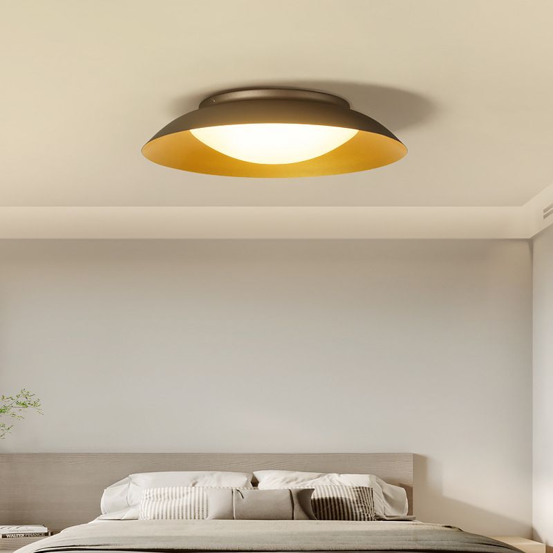 Arisha Round Metal Flush Mount Ceiling Light, Brass - Neutral Decor