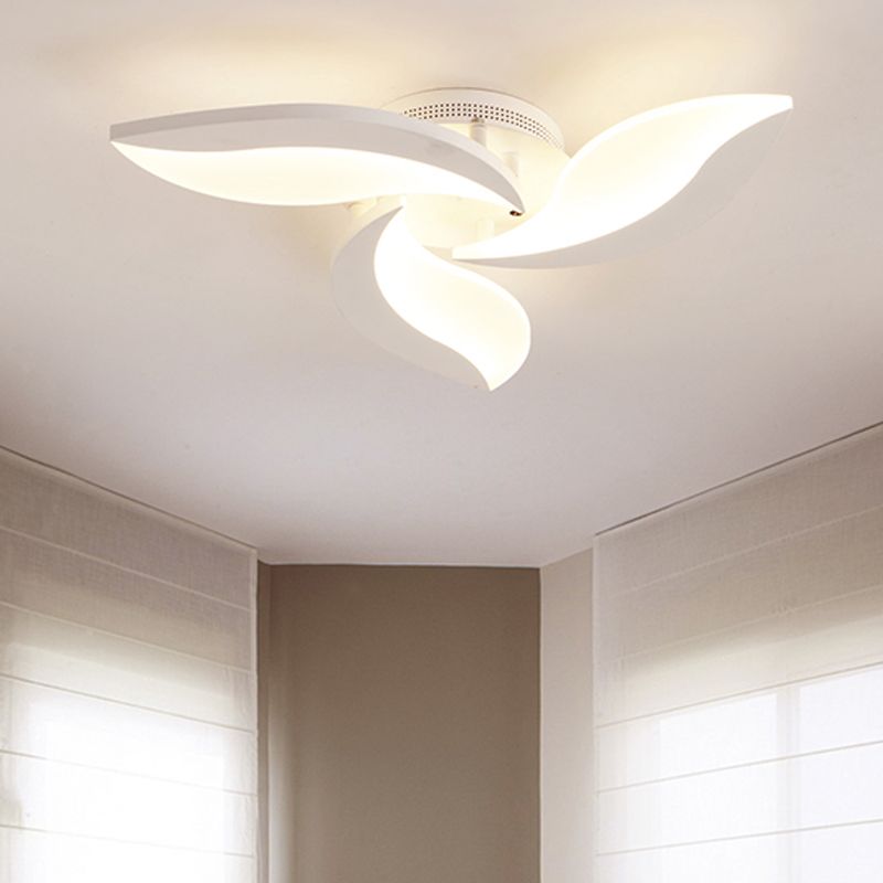 Arisha Minimalist Art Deco Flower Flush Mount Ceiling Light, White, Living Room - Neutral Decor