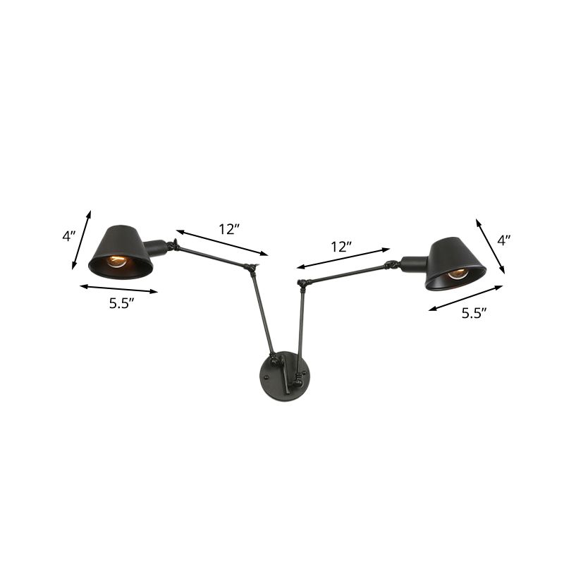 Epoch Vintage Adjustable Metal Wall Lamp, Black/Rust, Bedroom - Neutral Decor