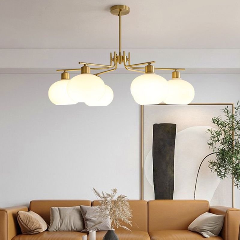 Valentina Pendant Light Semi-Circular Modern, Metal/Glass, Gold/Nickel, Dining Room - Neutral Decor