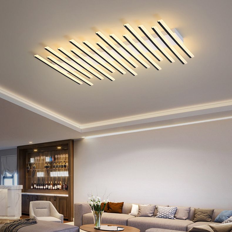 Arisha Flush Mount Ceiling Light Linear Modern,Wave Black, Living Room - Neutral Decor