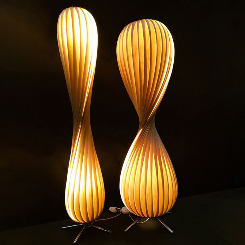 Ozawa Modern Twisted Wood Floor Lamp, Wood Color - Neutral Decor