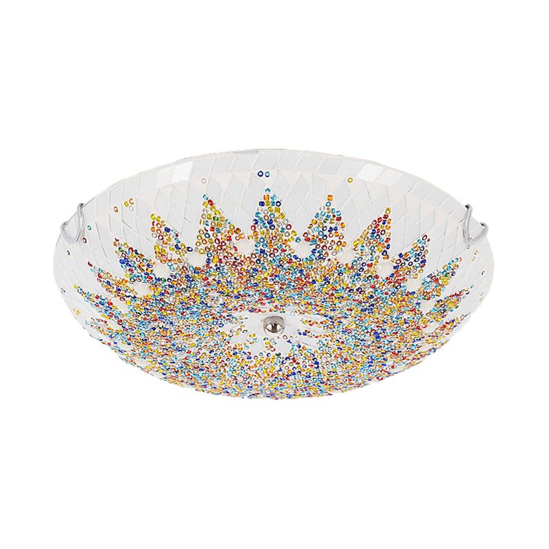 Tiffany Modern Mediterranean Glass Flush Mount Ceiling Light Blue/Yellow/White - Neutral Decor