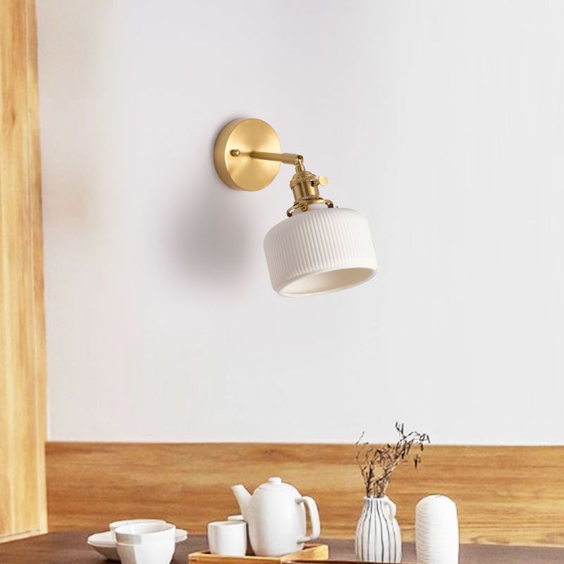 Arisha Vintage Column Ceramic Vanity Light, White, Bedroom - Neutral Decor
