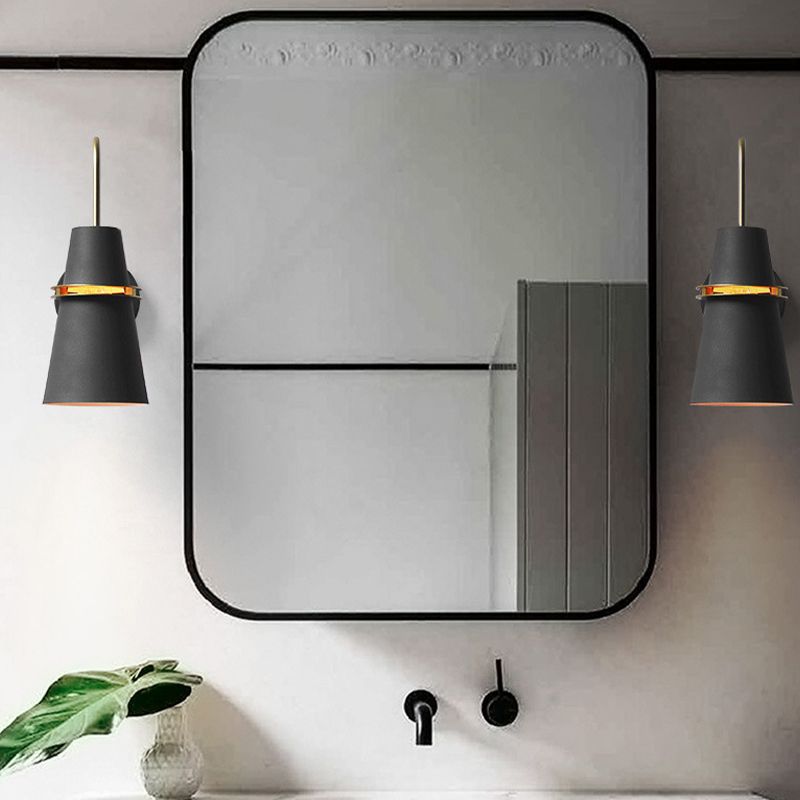 Valentina Modern Cone Metal Wall Lamp, Black/White/Blue - Neutral Decor