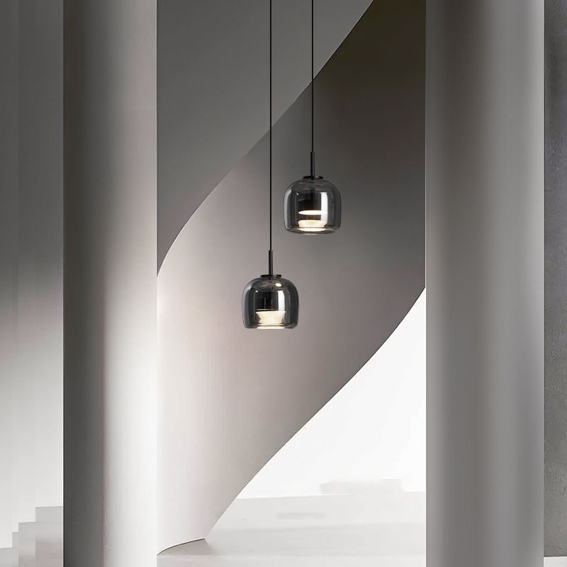 June Minimalist Pendant Light Glass Smoke Gray - Neutral Decor