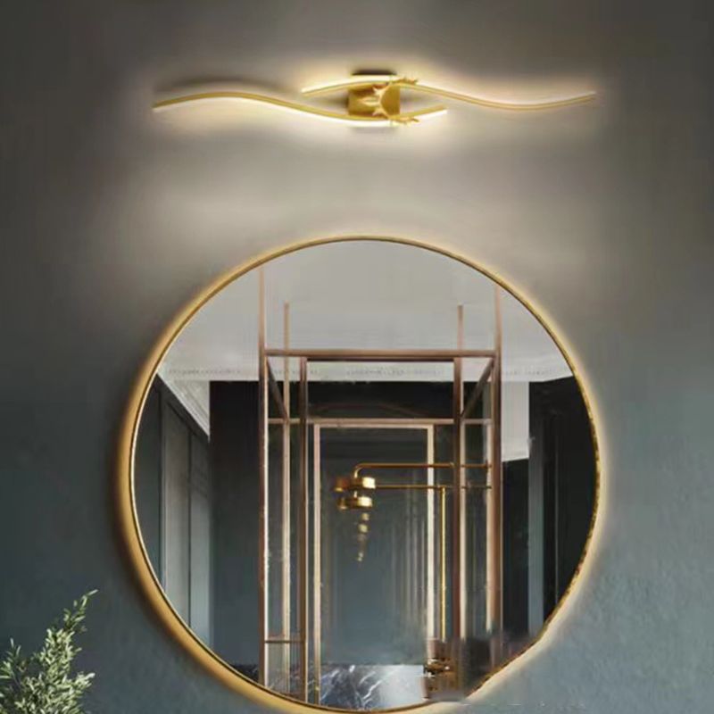 Arisha Modern Linear Metal Vanity LED Wall Lamp, Black/Gold - Neutral Decor
