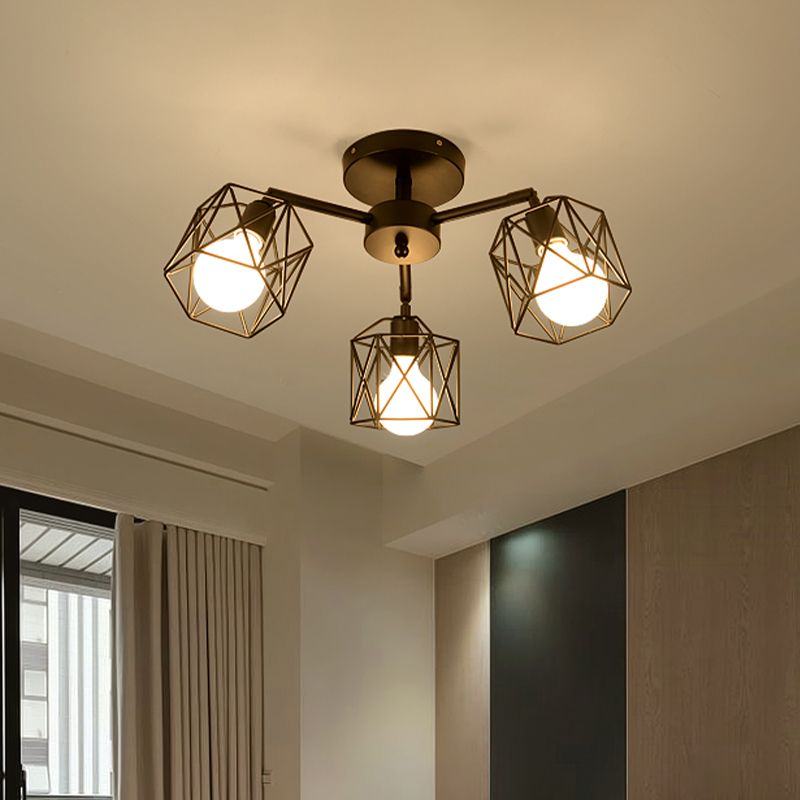 Arisha Black Semi-Flush Mount Ceiling Light - Neutral Decor