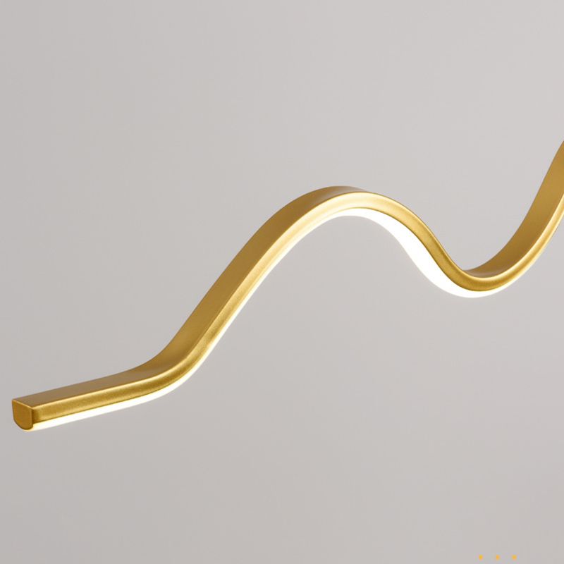 Arisha Minimalist Wavy Metal Pendant Light, Black/White/Gold - Neutral Decor