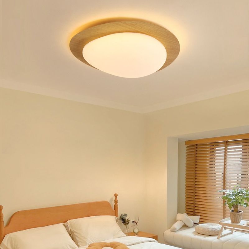 Arisha Flush Mount Ceiling Light Modern, Metal, Walnut/Natural - Neutral Decor