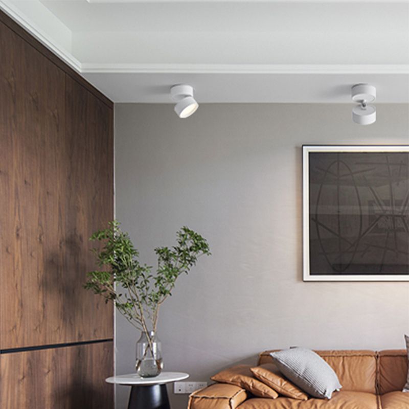 Arisha Flush Mount Ceiling Light Cylindrical Modern, Metal, Black/White, Hallway - Neutral Decor