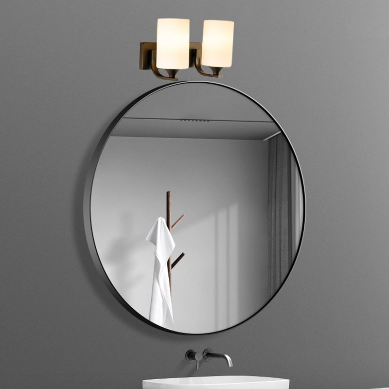 Tiffany Minimalism Cylindrical Metal Glass Art Vanity Wall Lamp, Black/Chrome - Neutral Decor