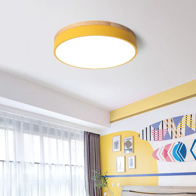 Aria Nordic LED Round Flush Mount Ceiling Light Wood Color - Neutral Decor