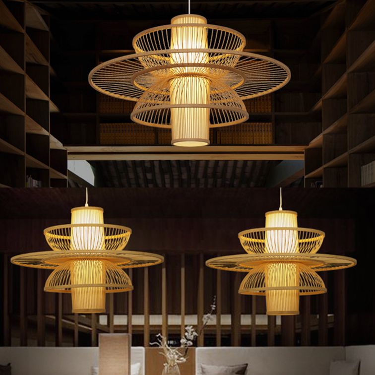 Muto Lotus-Shaped Rattan Pendant Light - Neutral Decor