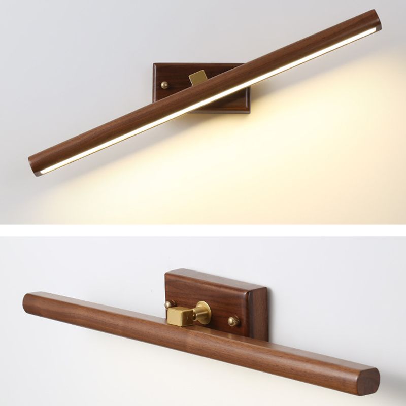 Muto Vanity Rotatable Mirror Front Vanity Wall Lamp, Wood - Neutral Decor