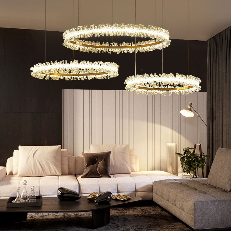 Kristy Luxury Circular Crystal Tassel Pendant Light - Neutral Decor