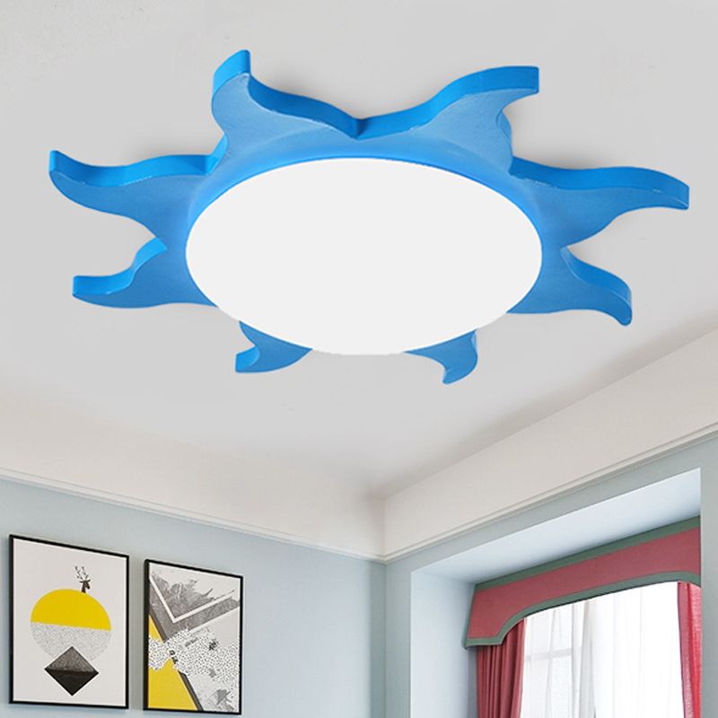 Aria Modern Sun Round Flush Mount Ceiling Light, Red/Yellow/Blue/Green, Bedroom - Neutral Decor