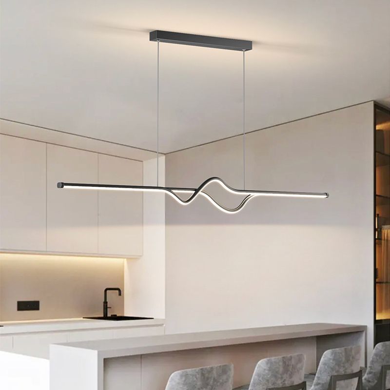 Arisha Modern Linear Metal Pendant Light, Black/White/Grey - Neutral Decor