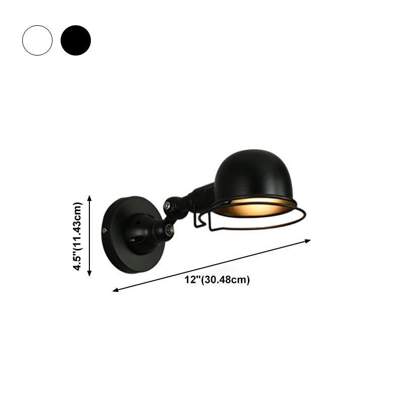 Epoch Wall Lamp Dome Modern, Metal Arm Adjustable, Black/White, Bedroom - Neutral Decor