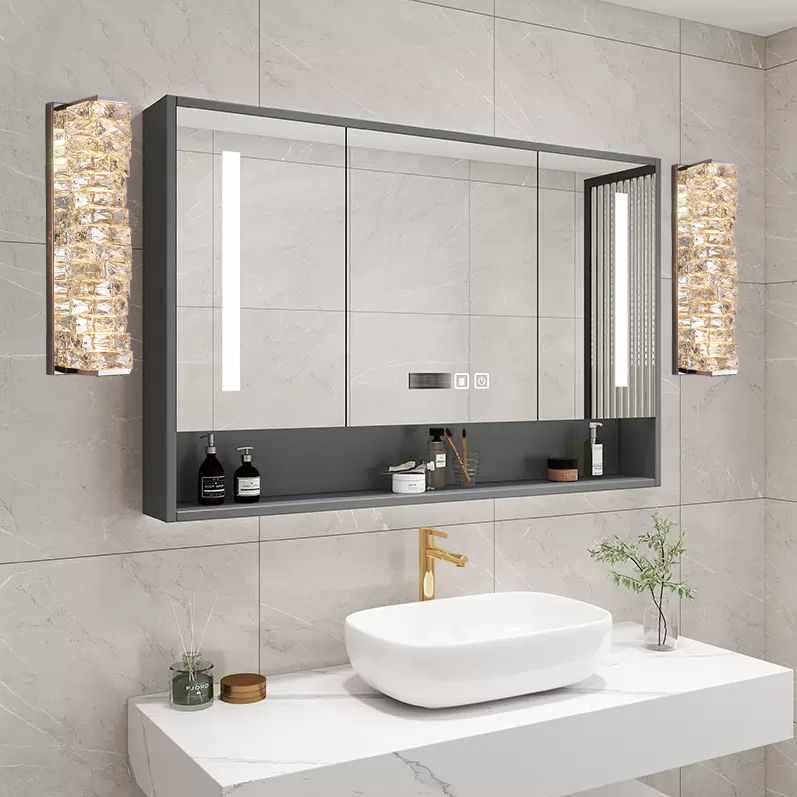 Kristy Modern Rectangular Vanity Metal Crystal LED Wall Lamp - Neutral Decor