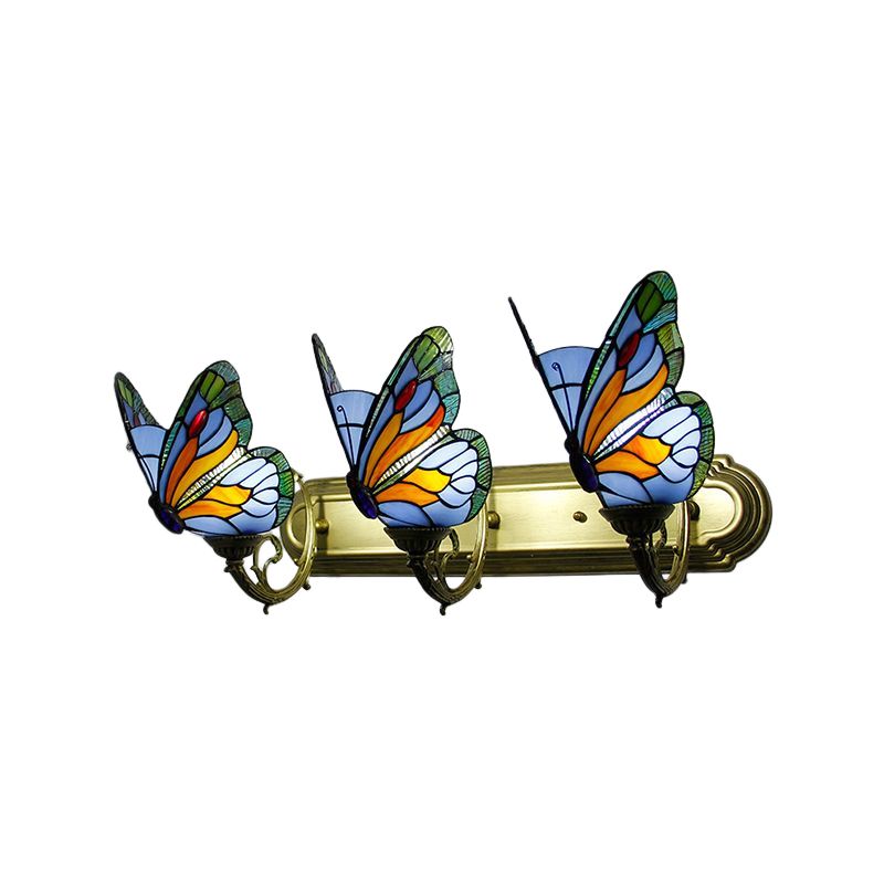 Arisha Artistic Butterfly Metal/Glass Lamps Wall, Red/Blue/Multi-Color/Light Blue - Neutral Decor
