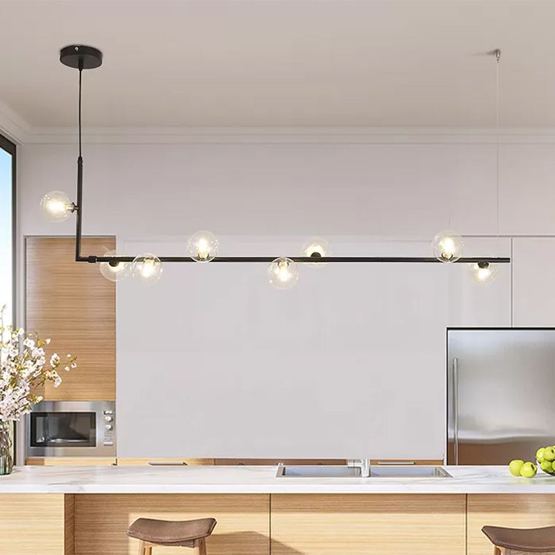 Valentina Minimalist Linear Pendant Light, Black & Gold, 6/8 Heads - Neutral Decor