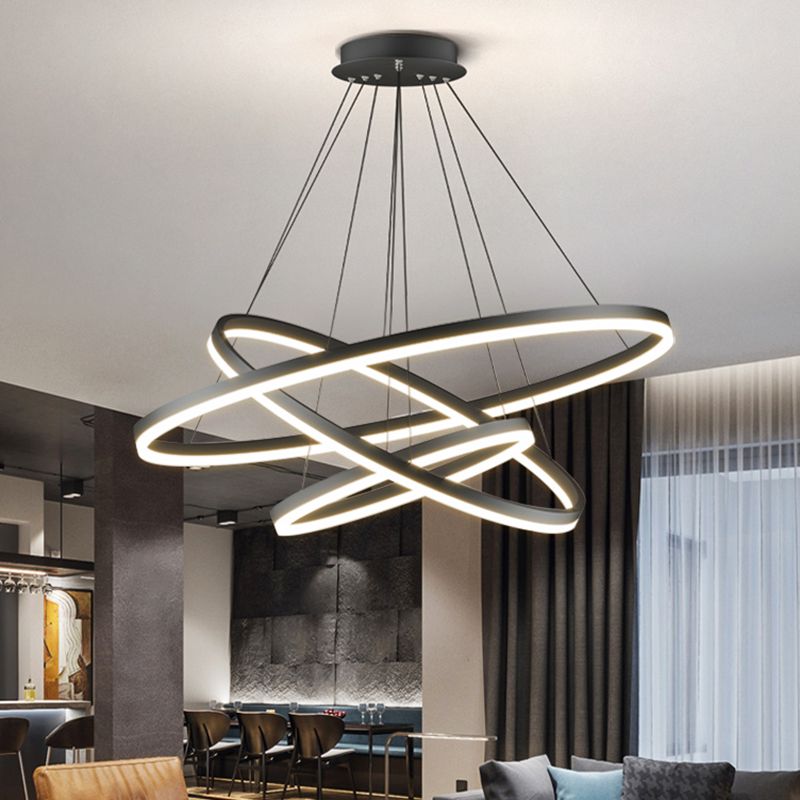 Arisha 3-Rings Black Black Modern Pendant Light - Neutral Decor