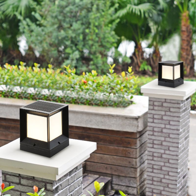 Ray Modern Simple Rectangle Metal Outdoor Floor Lamp, Black - Neutral Decor