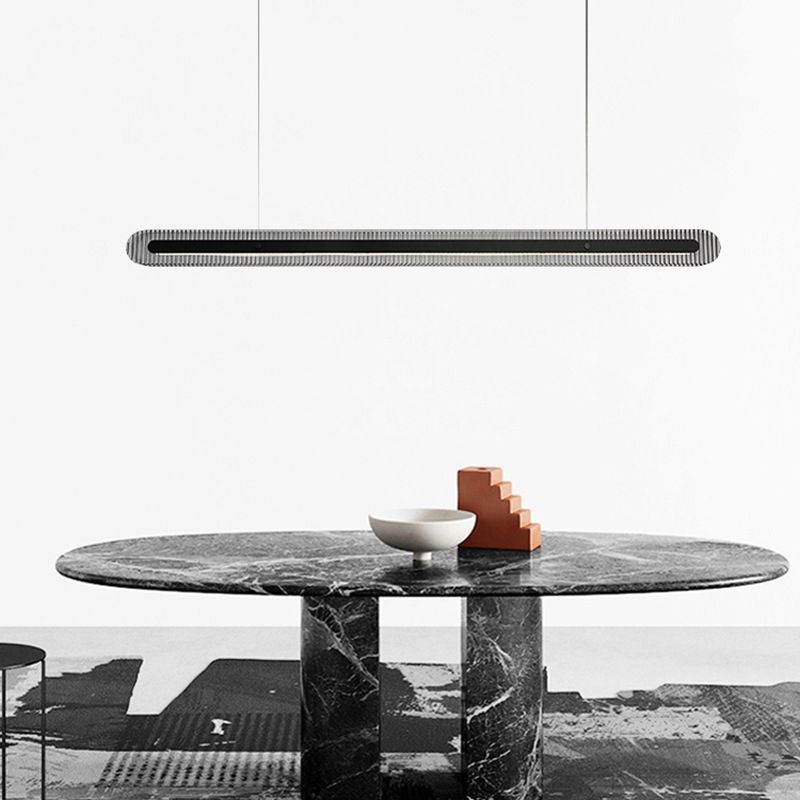 Arisha Minimalist Linear Metal/Acrylic Pendant Light, Black - Neutral Decor